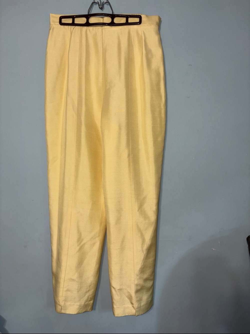 Vintage Doncaster 12 butter yellow 100% silk trousers Dress Pants tailored fit